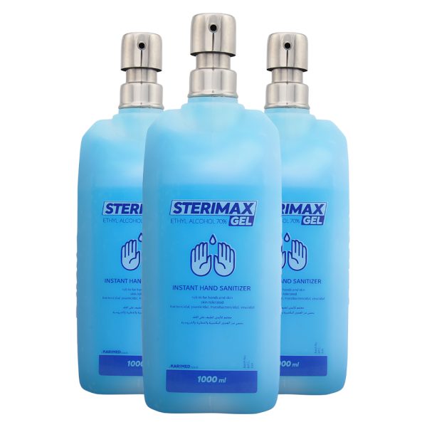 ستيريماكس جيل معقم لليدين 1000 ملل أزرق بمضخة ستانلس عرض 3 عبوات