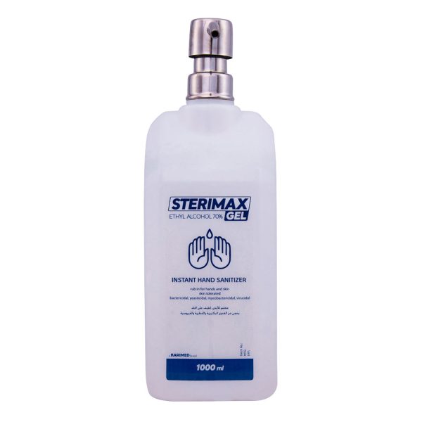 ستيريماكس جيل معقم لليدين 1000 ملل شفاف بمضخة ستانلس