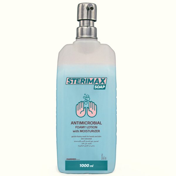 ستيريماكس صابون منظف و مطهر لليدين 1000 ملل بمضخة ستانلس  أزرق